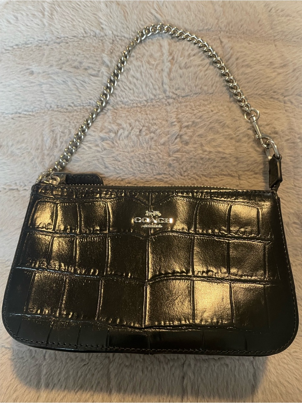 Coach Nolita 19 Black Croc-Embossed Leather Bag